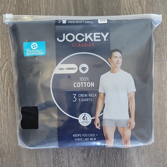 Jockey Men's Black Crew Neck T-Shirts - 3 Pack - Picture 1 of 2